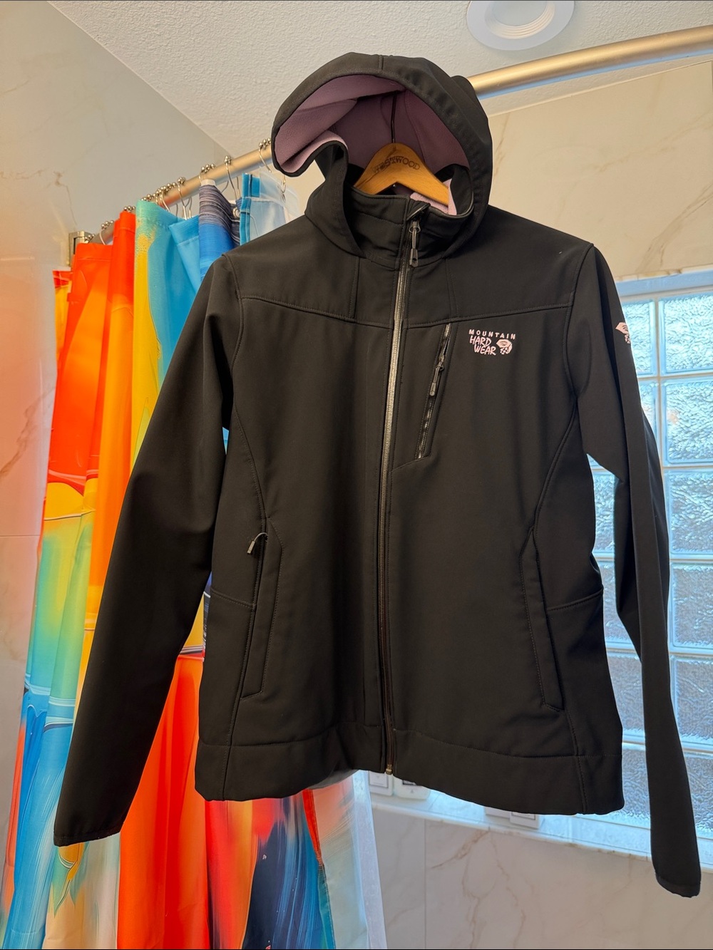 Mountain Hardwear Black Softshell Hooded Performance Jacket